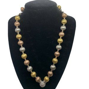 Nolan Miller Silver, Gold & Rose Gold Toned Beads & Sterling Sliver Clasp